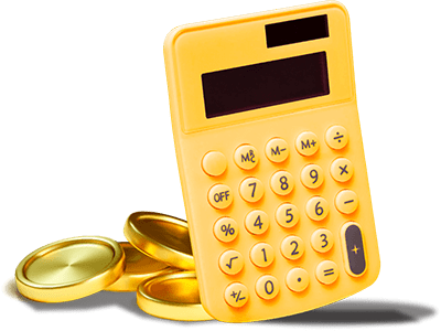 Calculadora amarela e moedas douradas, simbolizando finanças, gestão de custos e lucratividade em e-commerce, otimizadas por soluções ERP da Alternativa Sistemas.